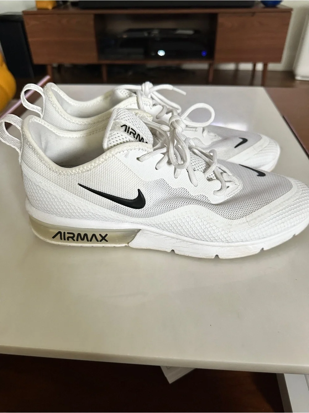Nike Women’s White Air Max Low-Top Sneakers with Black Swoosh